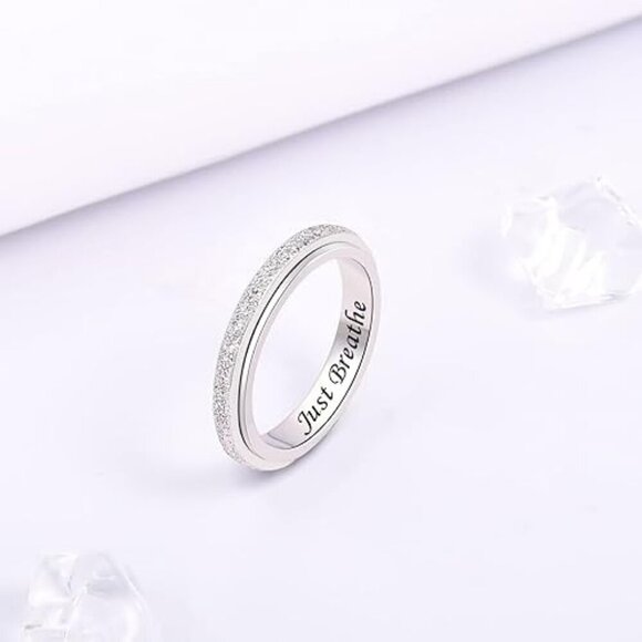 Women Metal Sterling Silver Spinner Fidget Ring Anti Anxiety Worry Relieving - Picture 1 of 3